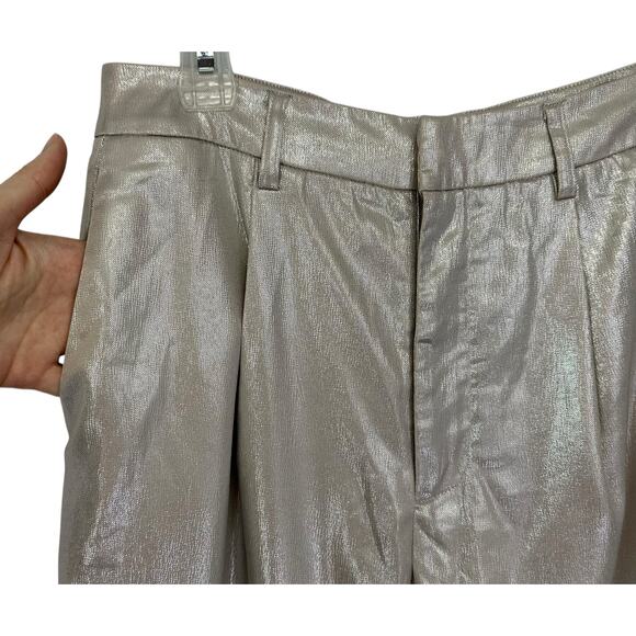 2/$30 ontwelfth Champagne Metallic Pants Pleated Straight Leg Shimmer Size M - Picture 6 of 11
